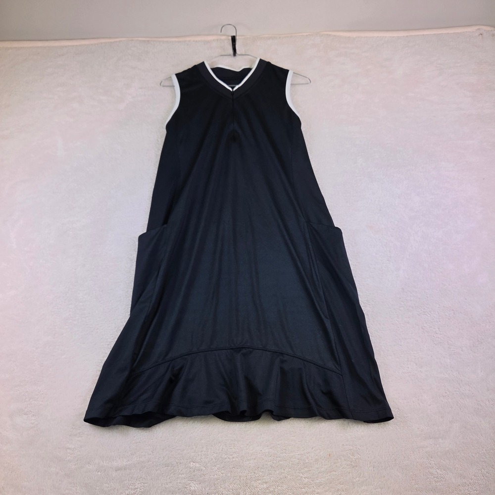 Tail White Label Womens Black Sleeveless Golf Dress Ruffle Hem Pockets Size M